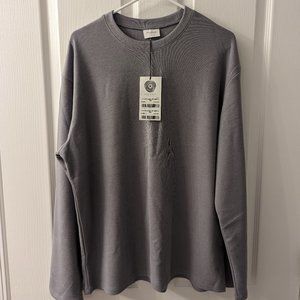 Soft urban round long sleeve shirt - Ash blue (Korean XL, US L)